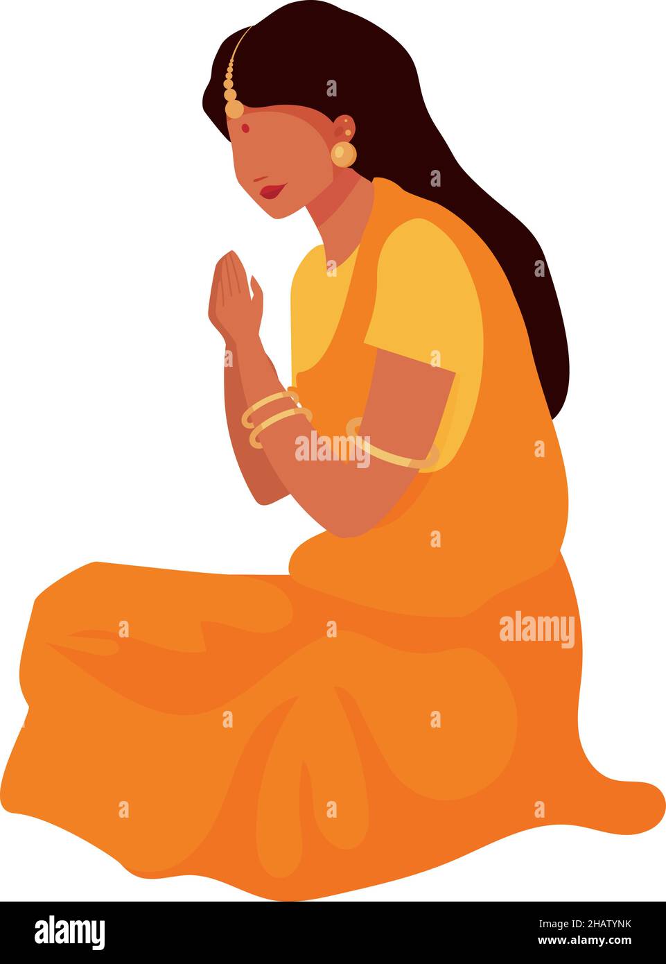 Indian Girl Praying Stock Vector Images Alamy 