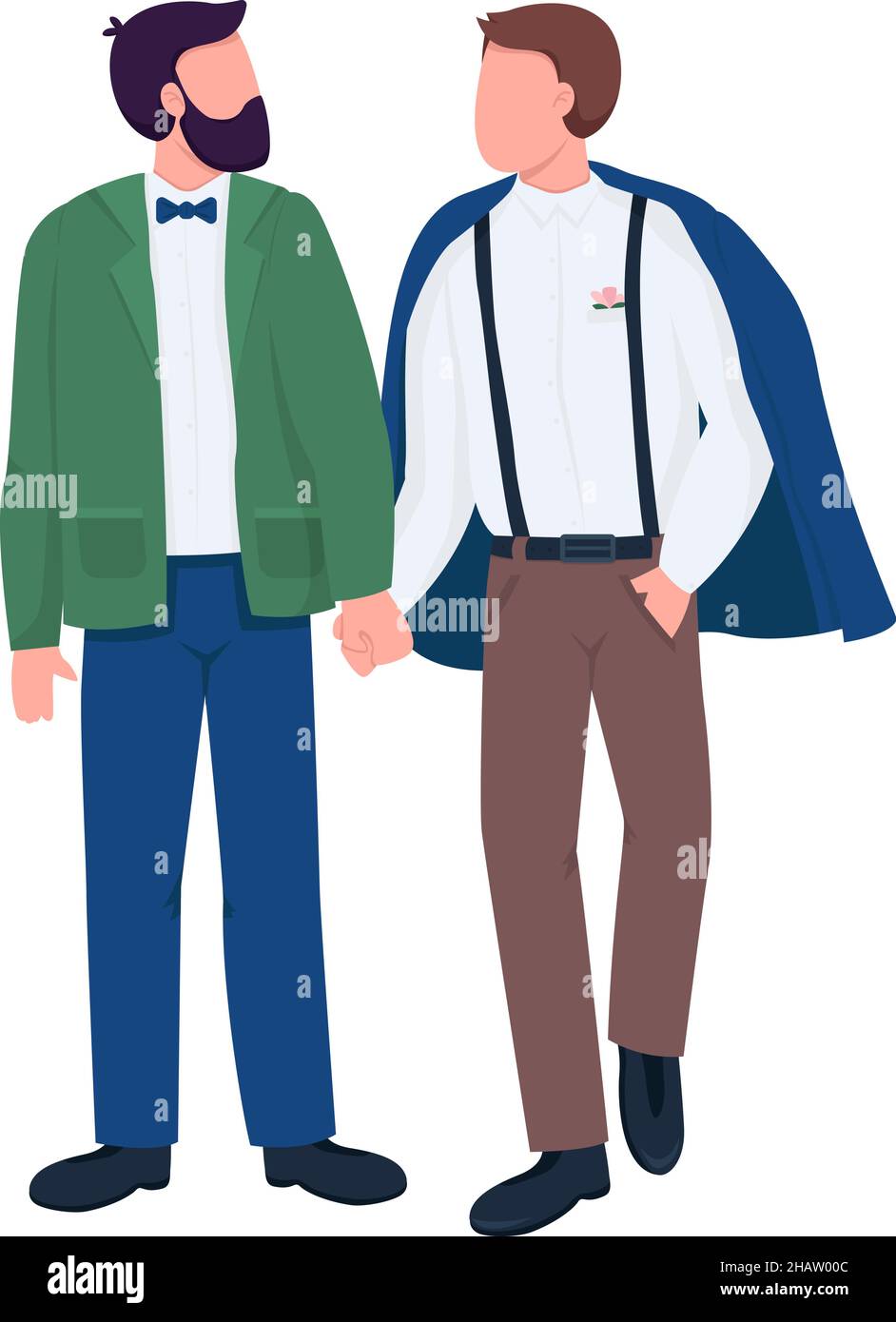 Happy couple in formal wear semi flat color vector characters Stock ...