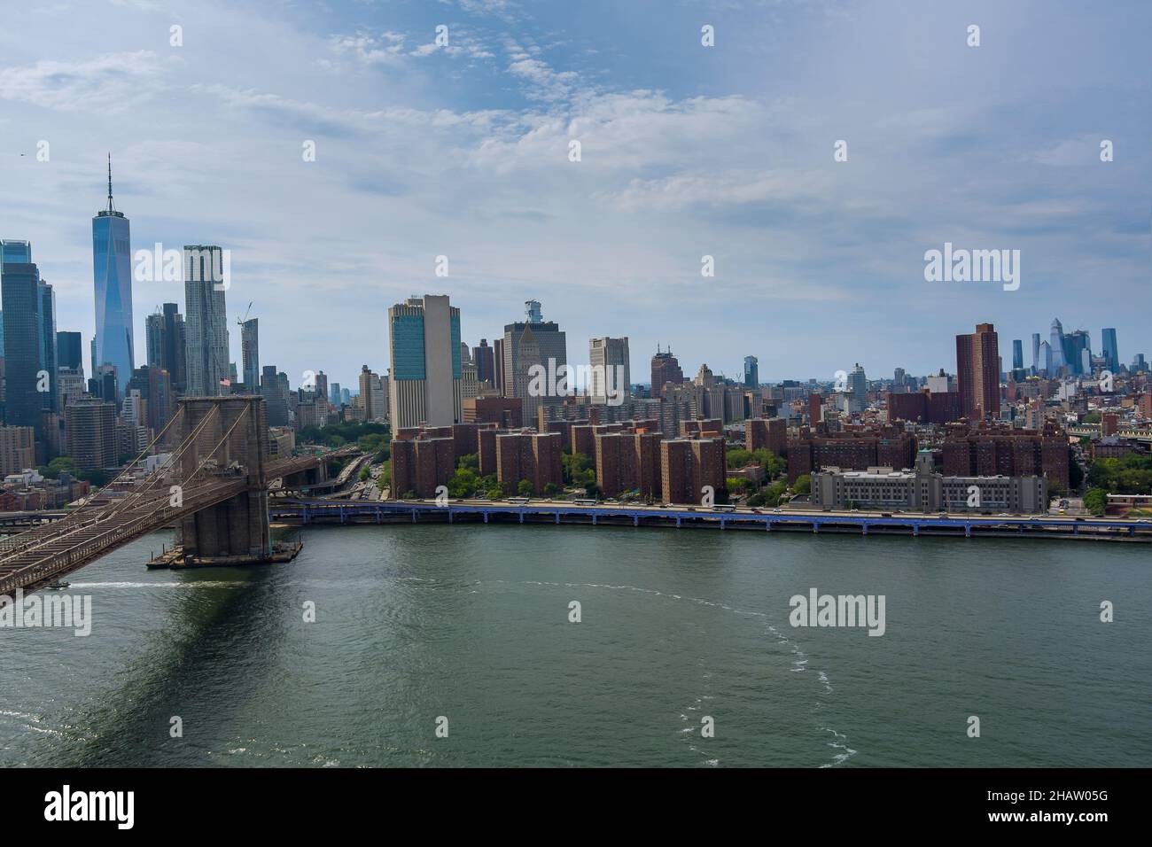 New York City the Brooklyn Bridge at along the East River Stock Photo ...