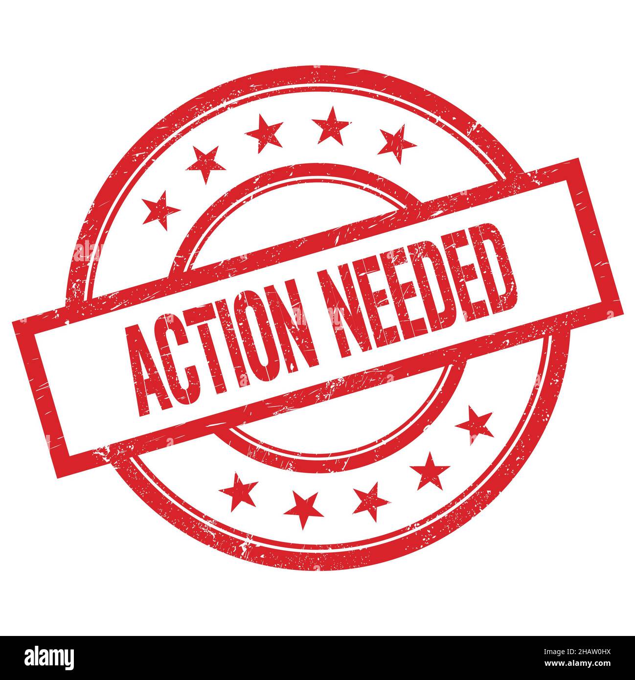 ACTION NEEDED text written on red round vintage rubber stamp Stock ...