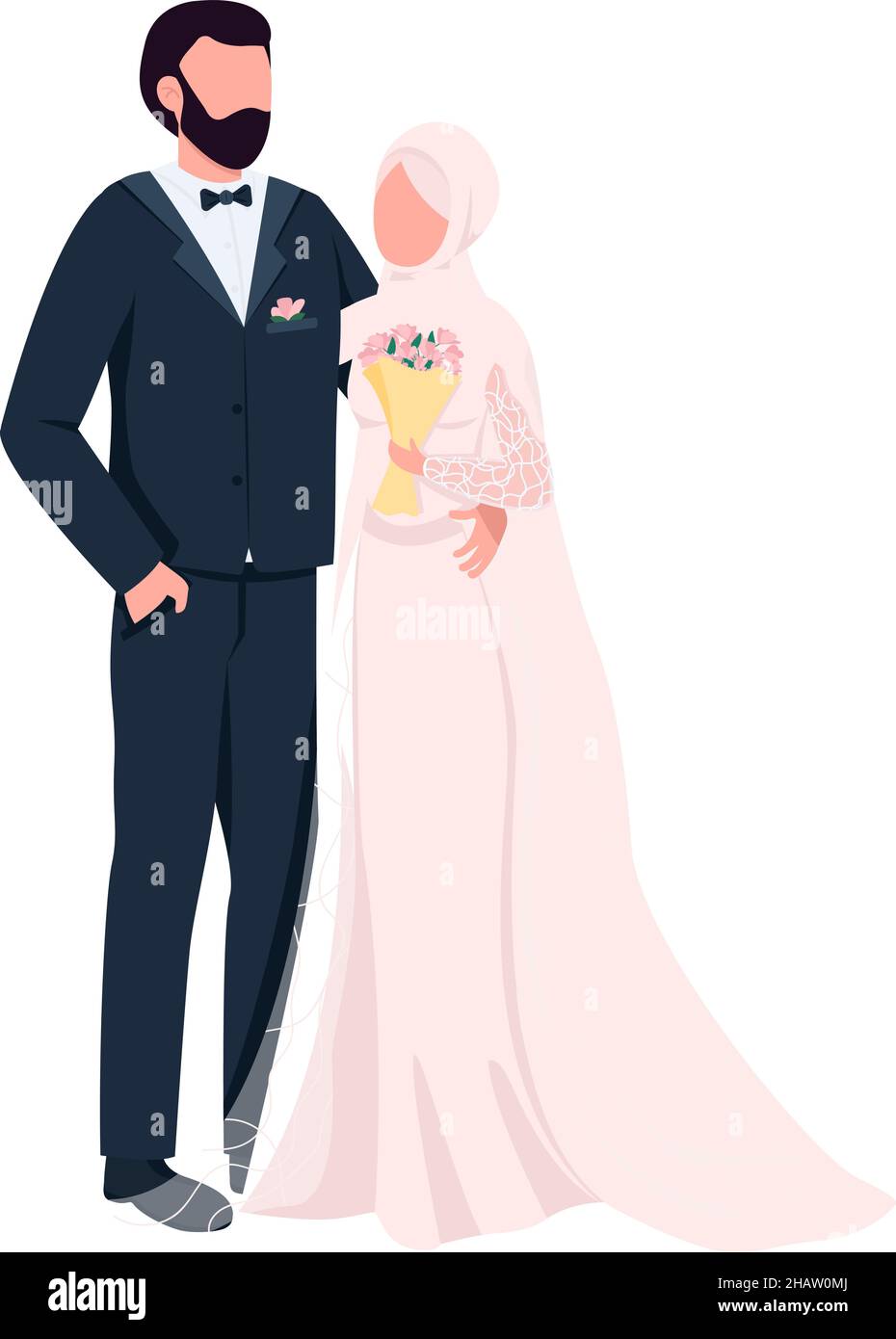 Newlyweds stand together semi flat color vector characters Stock Vector ...
