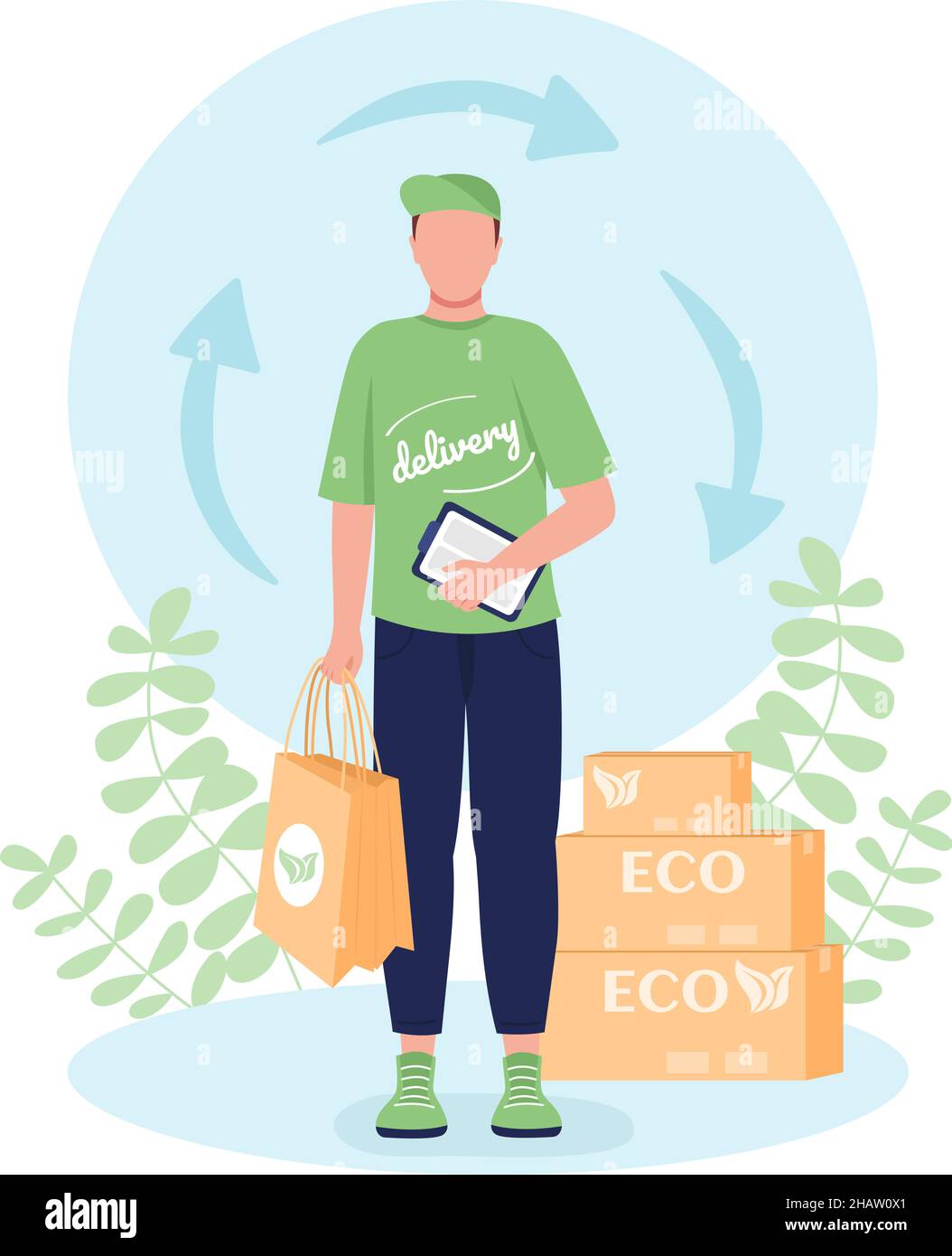 Ecological delivery service flat concept vector illustration Stock Vector