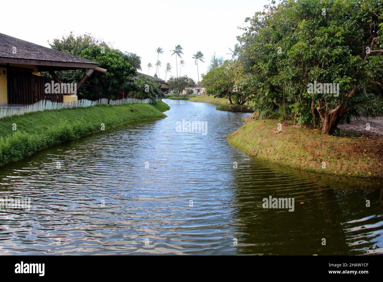 Vila Galé Resort: Garden and individual chalets in the resort located in northeastern Brazil - Camaçari- Bahia - Brazil Stock Photo
