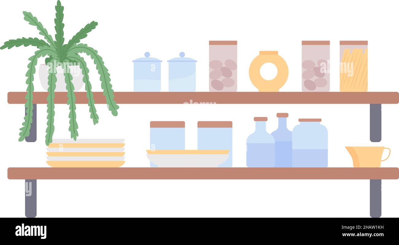 Shelf with cosmetic stuff semi flat color vector item Stock Vector