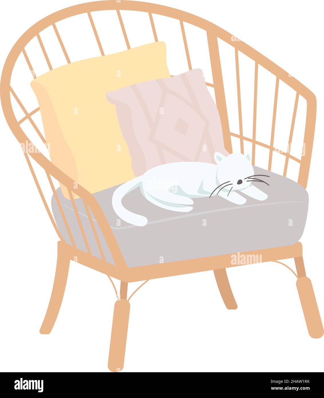Comfortable armchair with pet semi flat color vector item Stock Vector