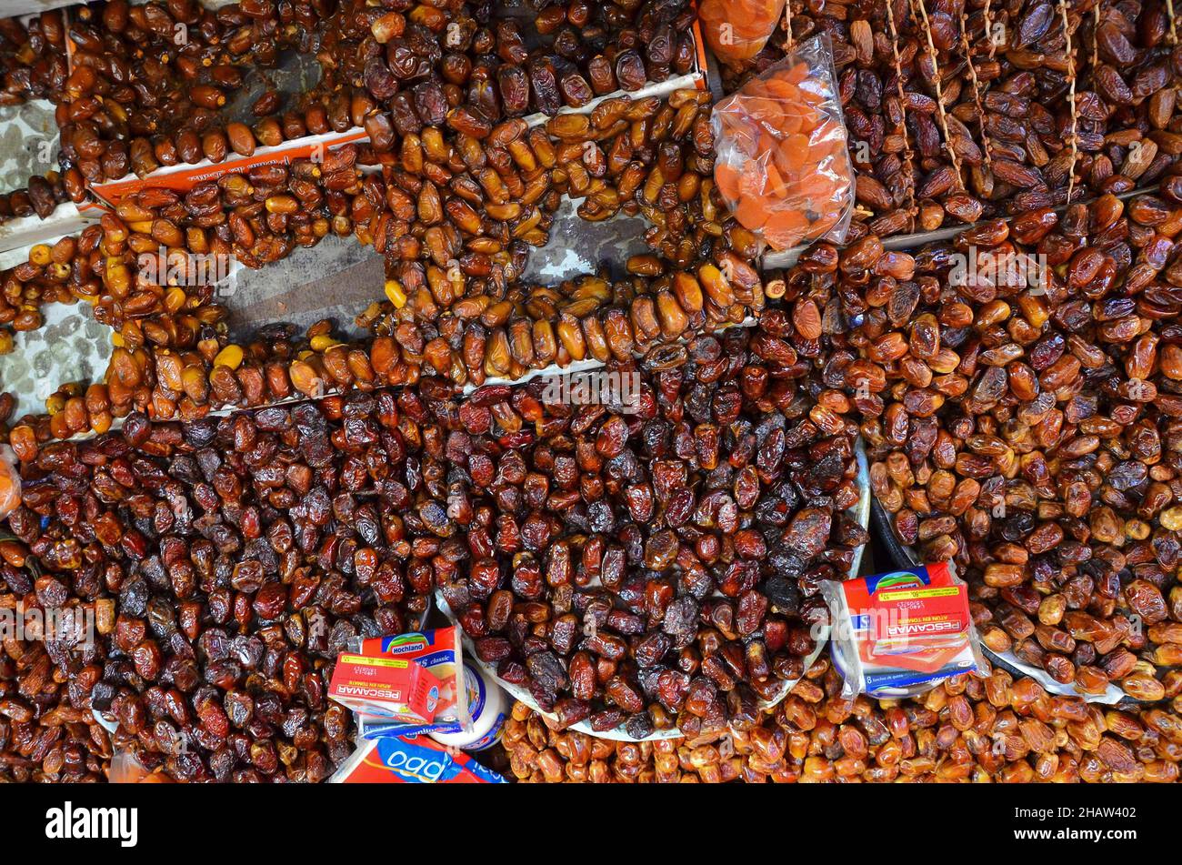 Dried varieties of dates on the market Stock Photo Alamy