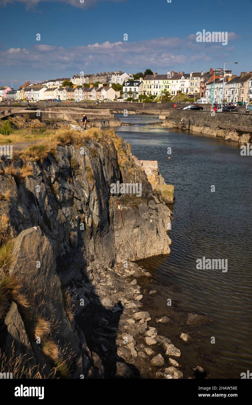 UK Northern Ireland, Co Down, Bangor, Seacliff Road, seafont houses and the Long Hole Stock