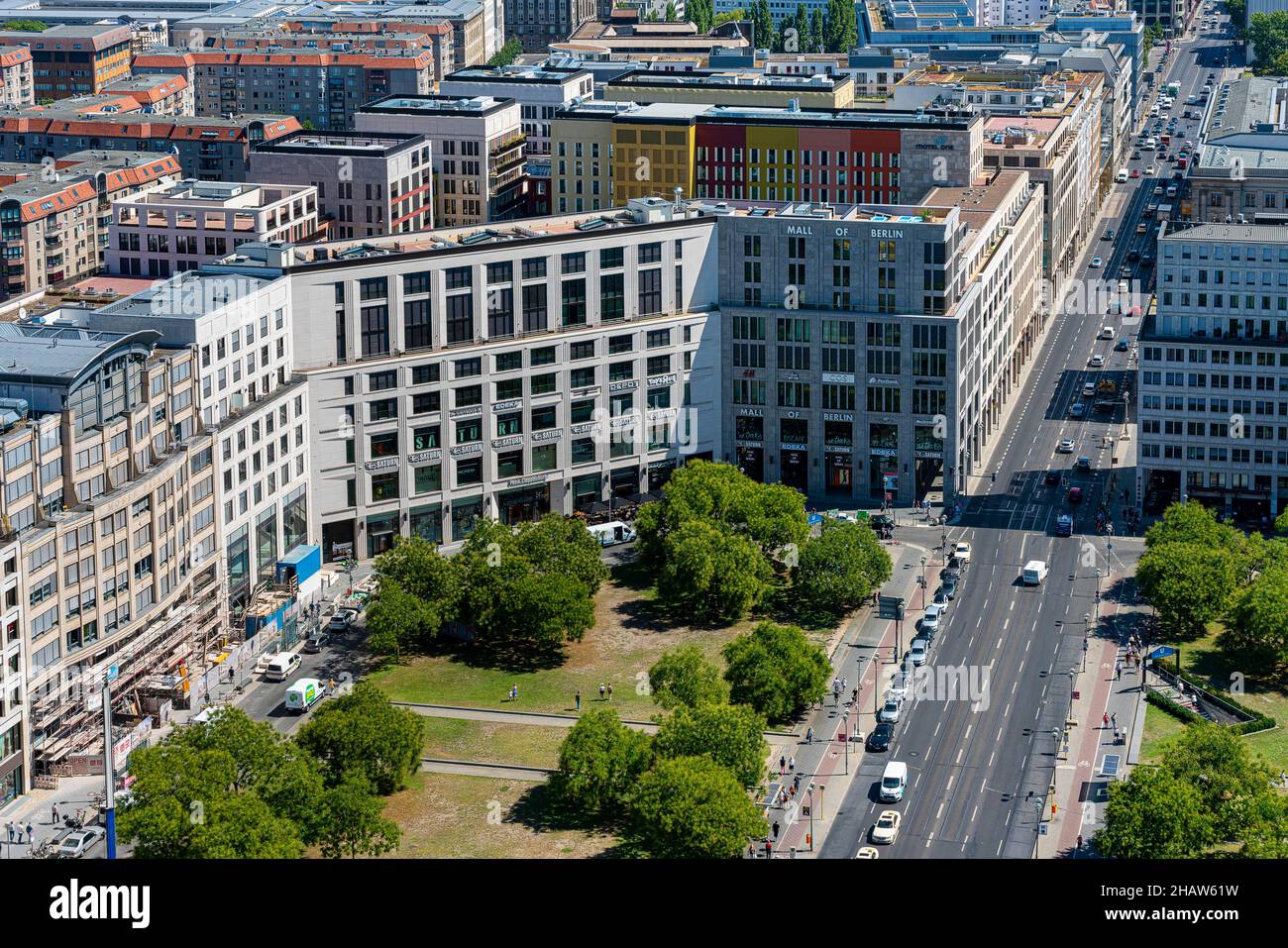 View of Potsdamer Platz with Leipziger Strasse and the Mall of Berlin