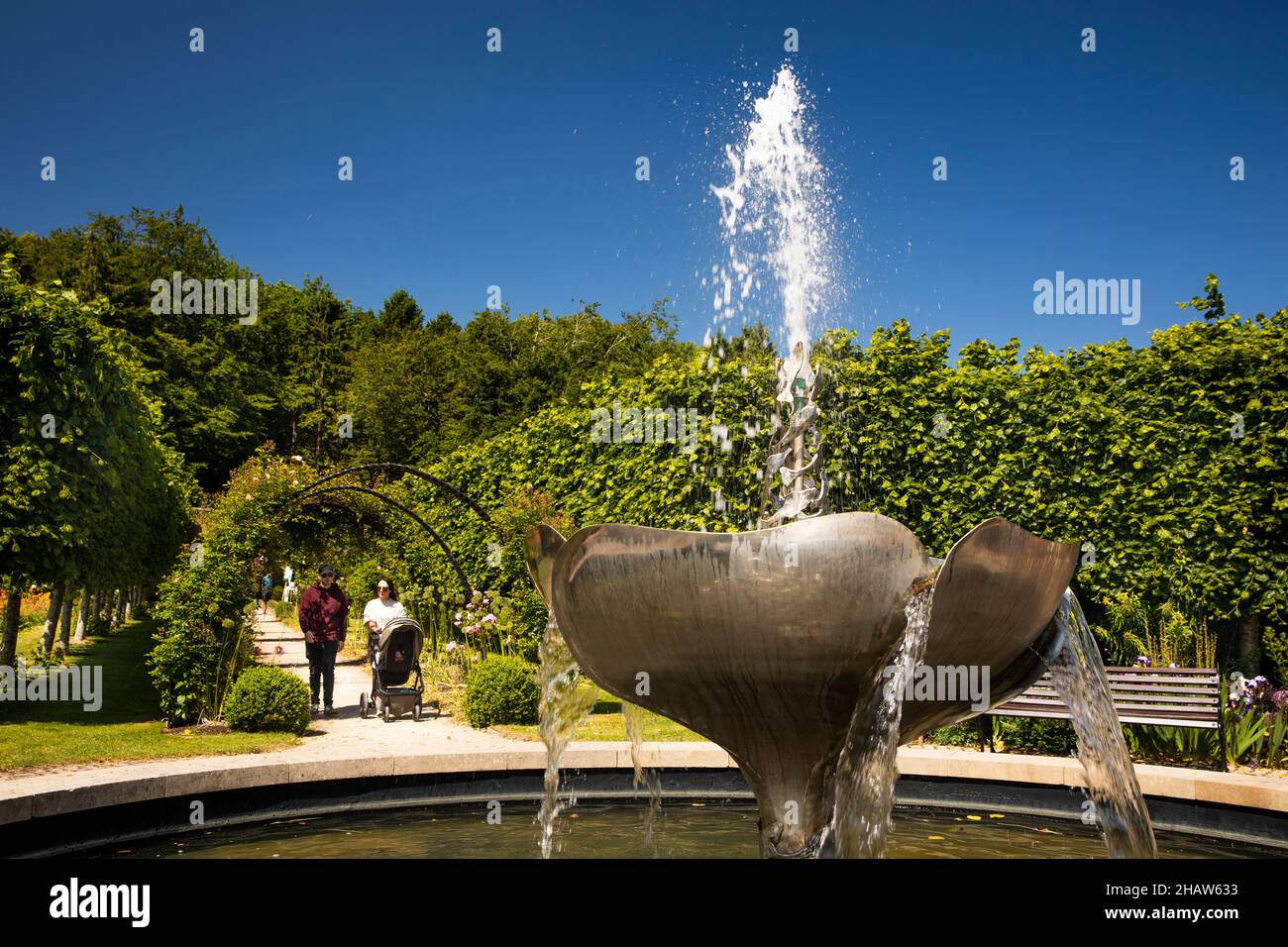 UK Northern Ireland, Co Down, Bangor, Castle Park, Walled Garden, fountain Stock Photo