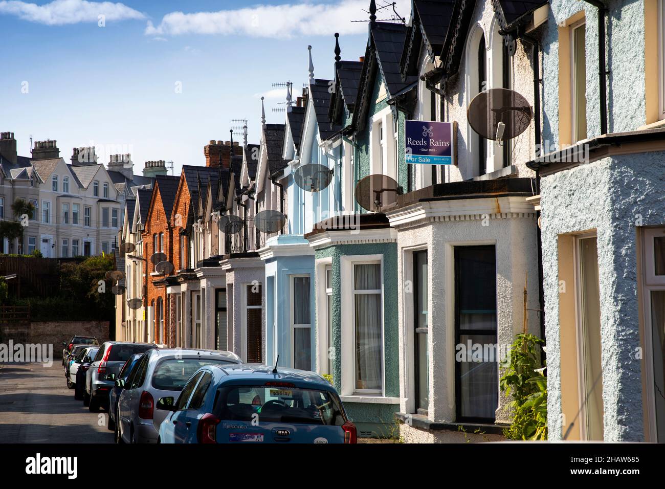 UK Northern Ireland, Co Down, Bangor, Gray’s Hill, Somerset Avenue, town centre houses Stock Photo