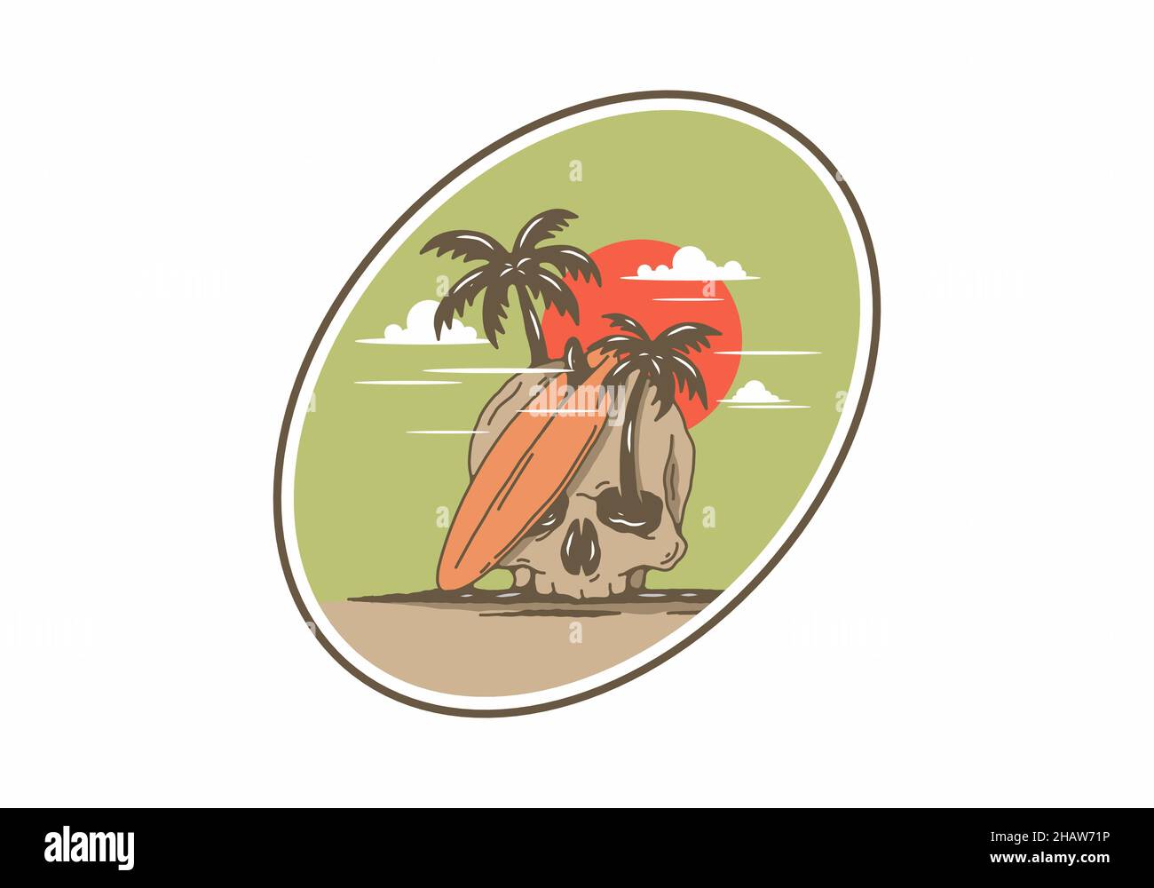 Surfing board and skull illustration design Stock Vector Image & Art ...