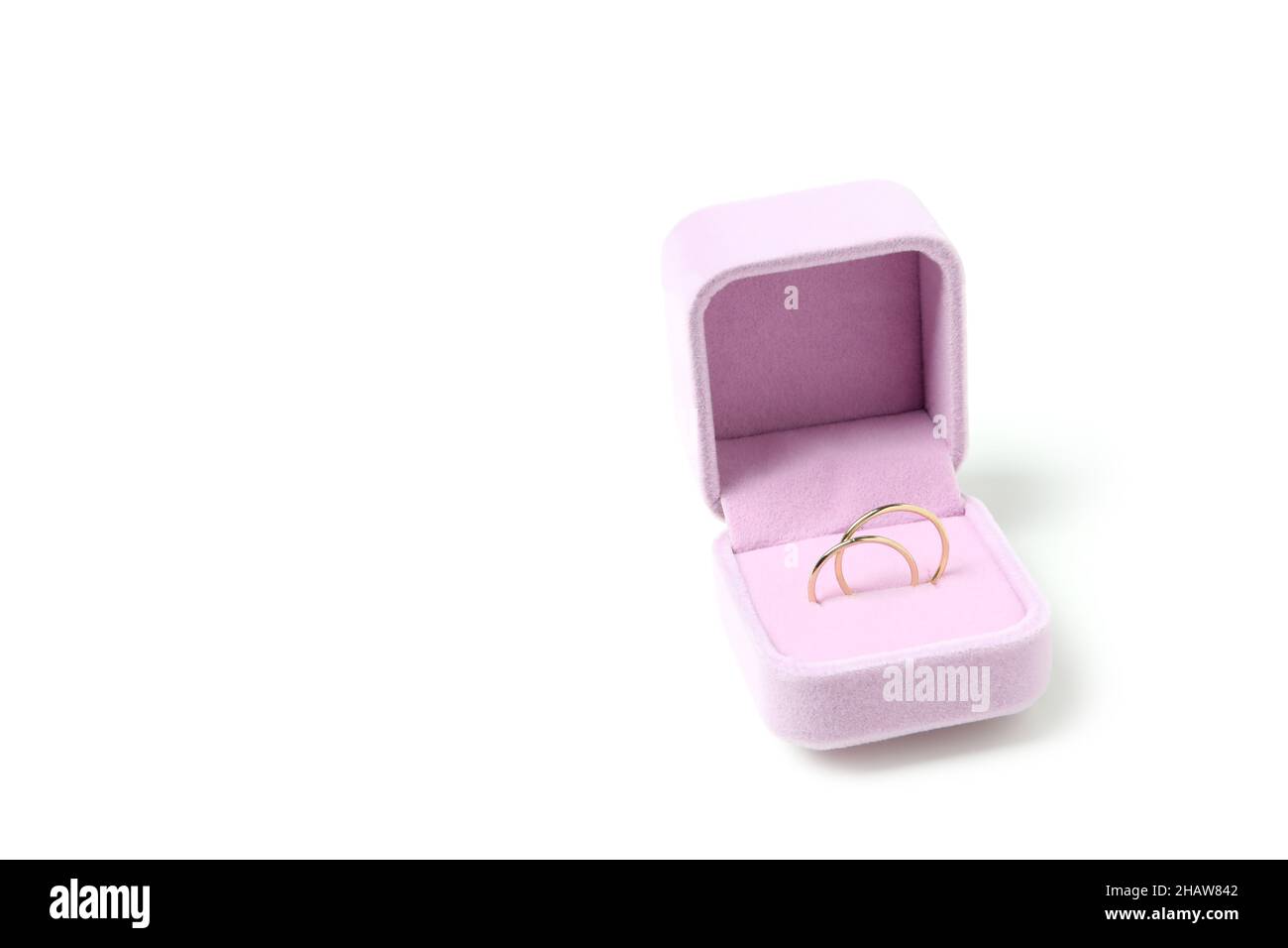 Wedding ring in box isolated on white background Stock Photo Alamy