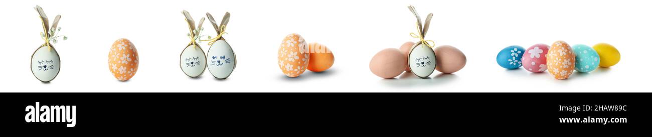 Set of Easter eggs isolated on white background Stock Photo - Alamy