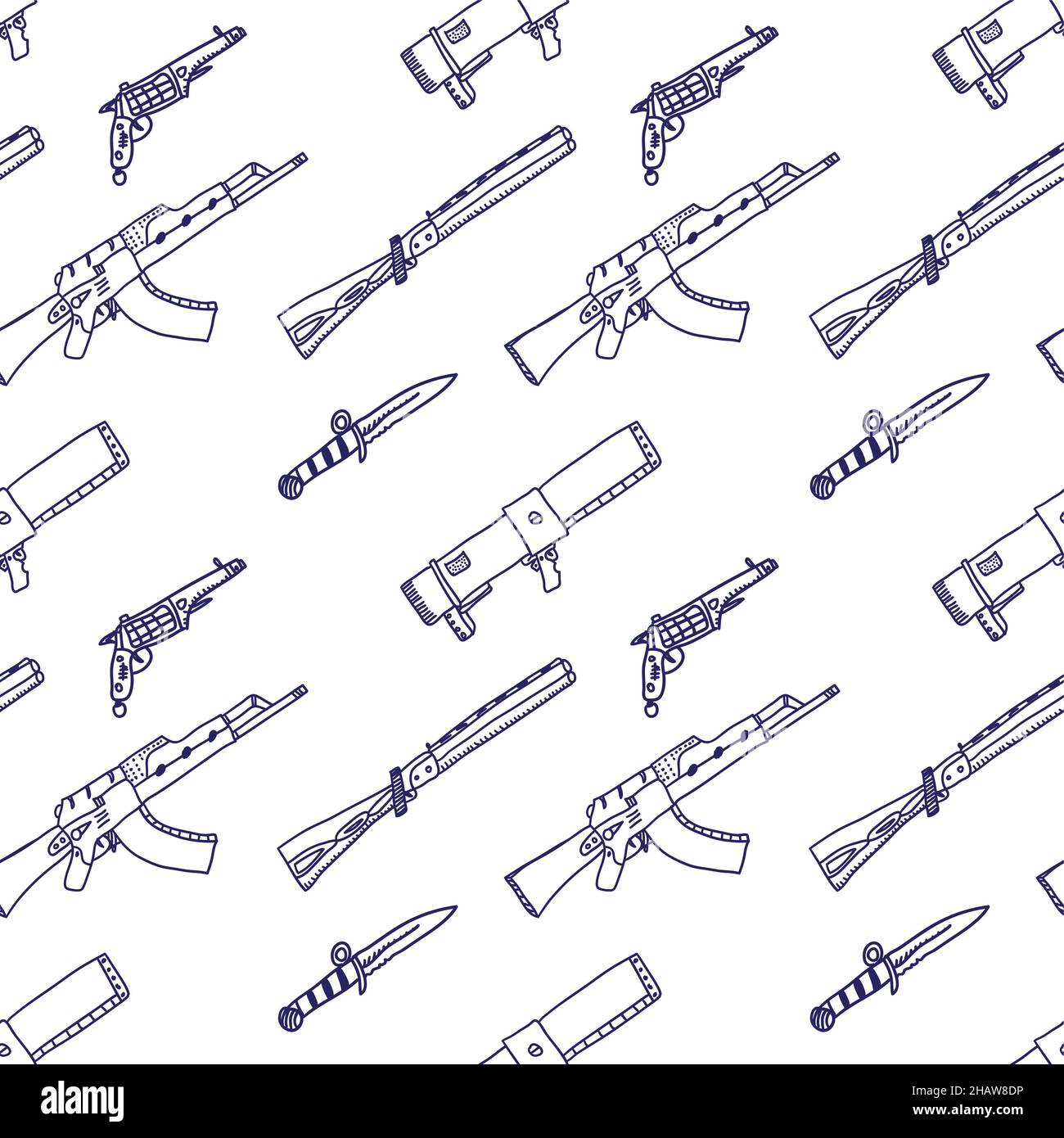 Comic cartoons weapons. Seamless sketch. Really children's drawing ...