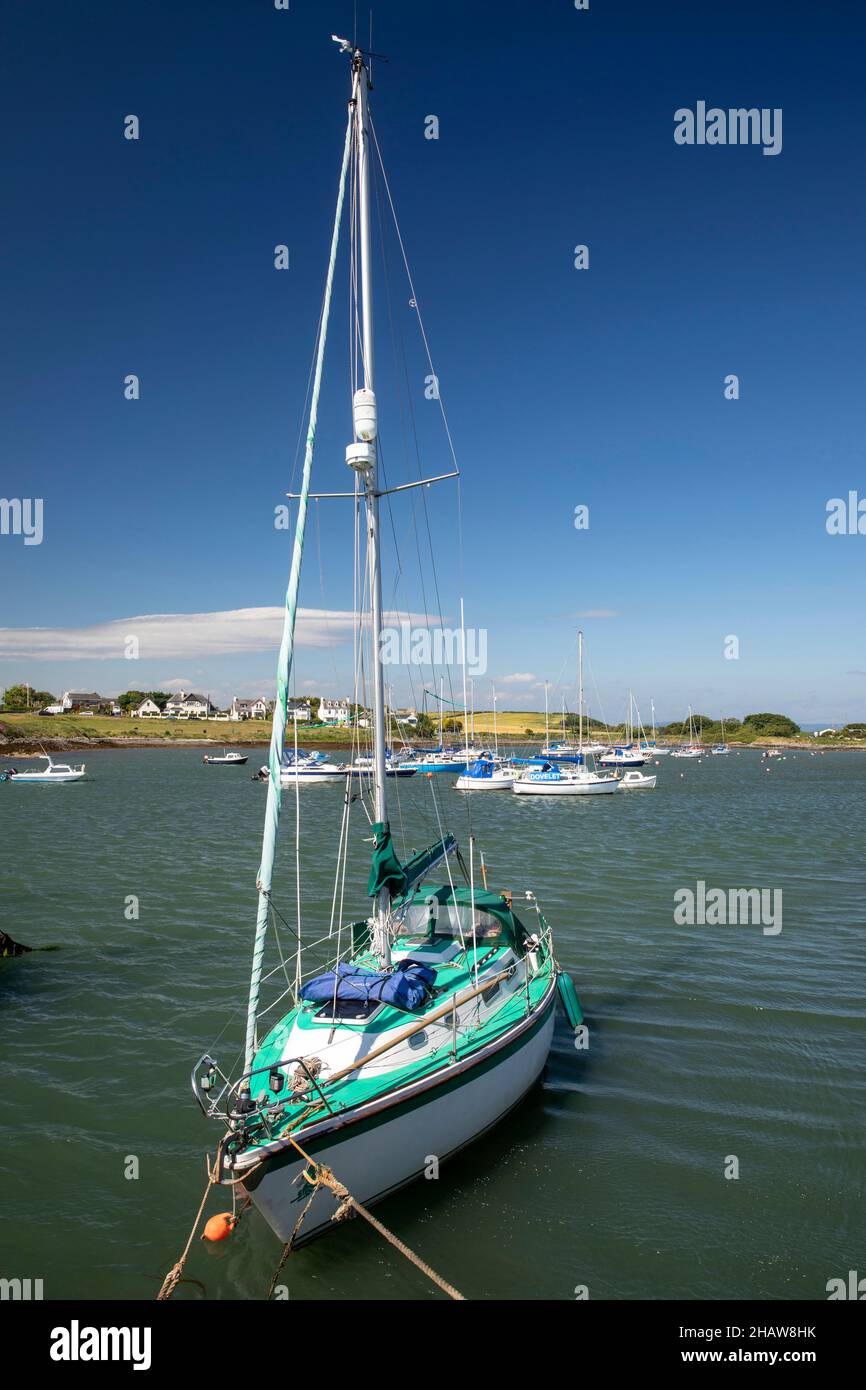 UK Northern Ireland, Co Down, Groomsport, leisure boats moored in bay Stock Photo