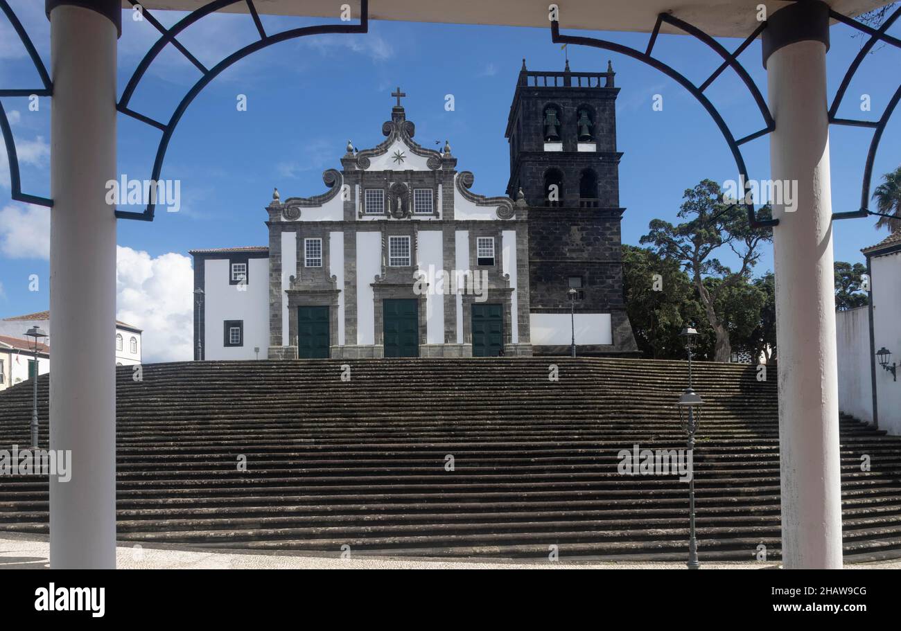 Church of Nossa Senhora da Estrela, Ribeira Grande, Sao Miguel Island, Azores, Portugal Stock Photo