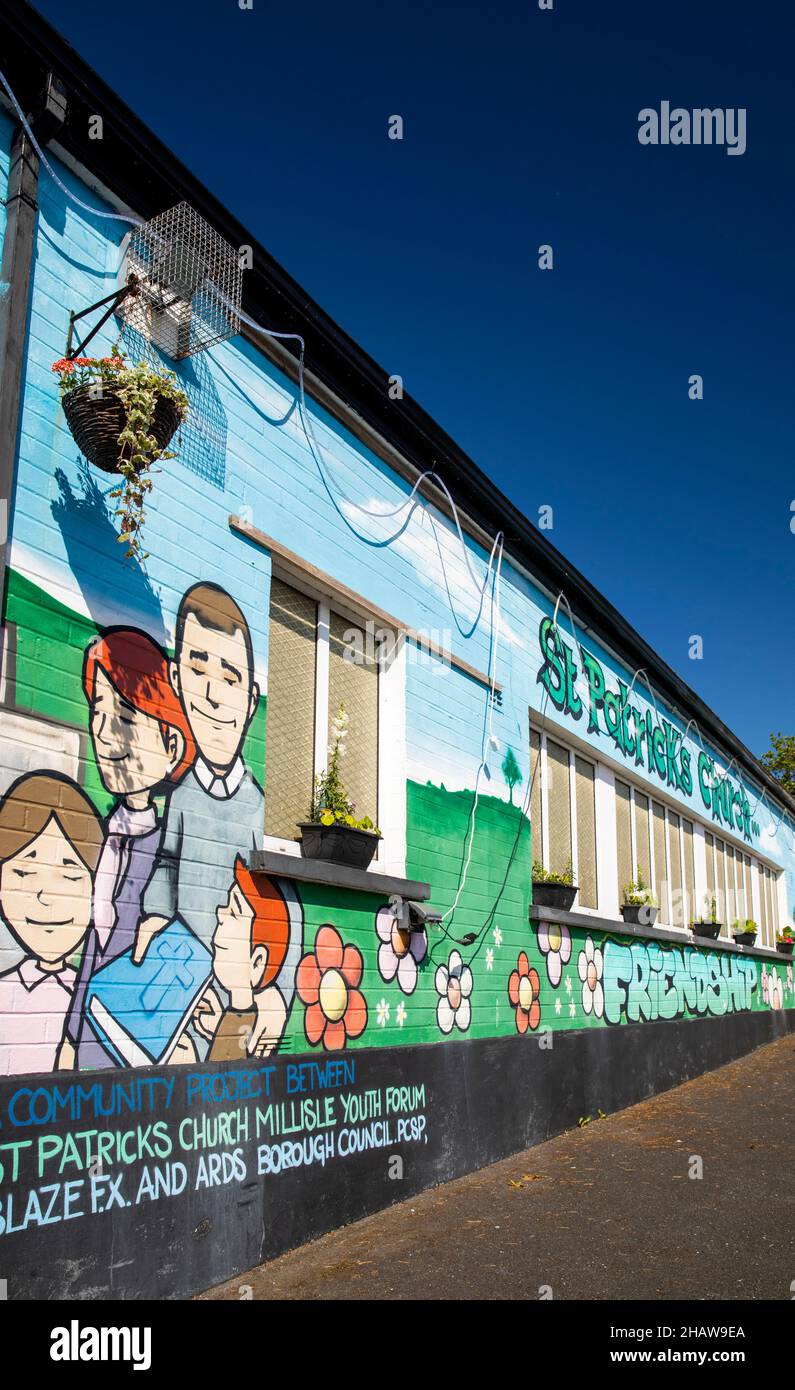 UK Northern Ireland, Co Down, Millisle, St Patrick’s Catholic Church, friendship mural Stock Photo