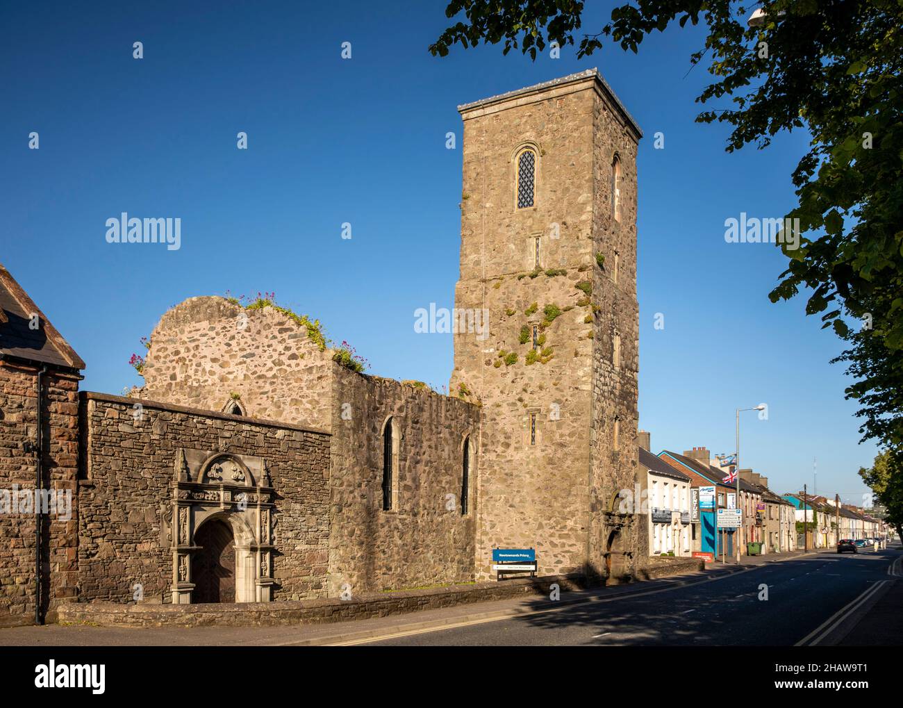 UK Northern Ireland, Co Down, Newtownards, John Street, Norman Dominican Priory founded in 1244, 1600s tower Stock Photo