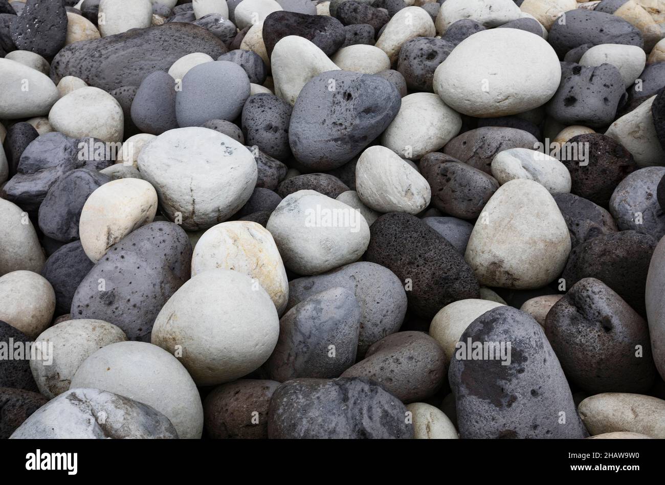 Large round stones on the coast of Rocha da Relva, Sao Miguel Island ...
