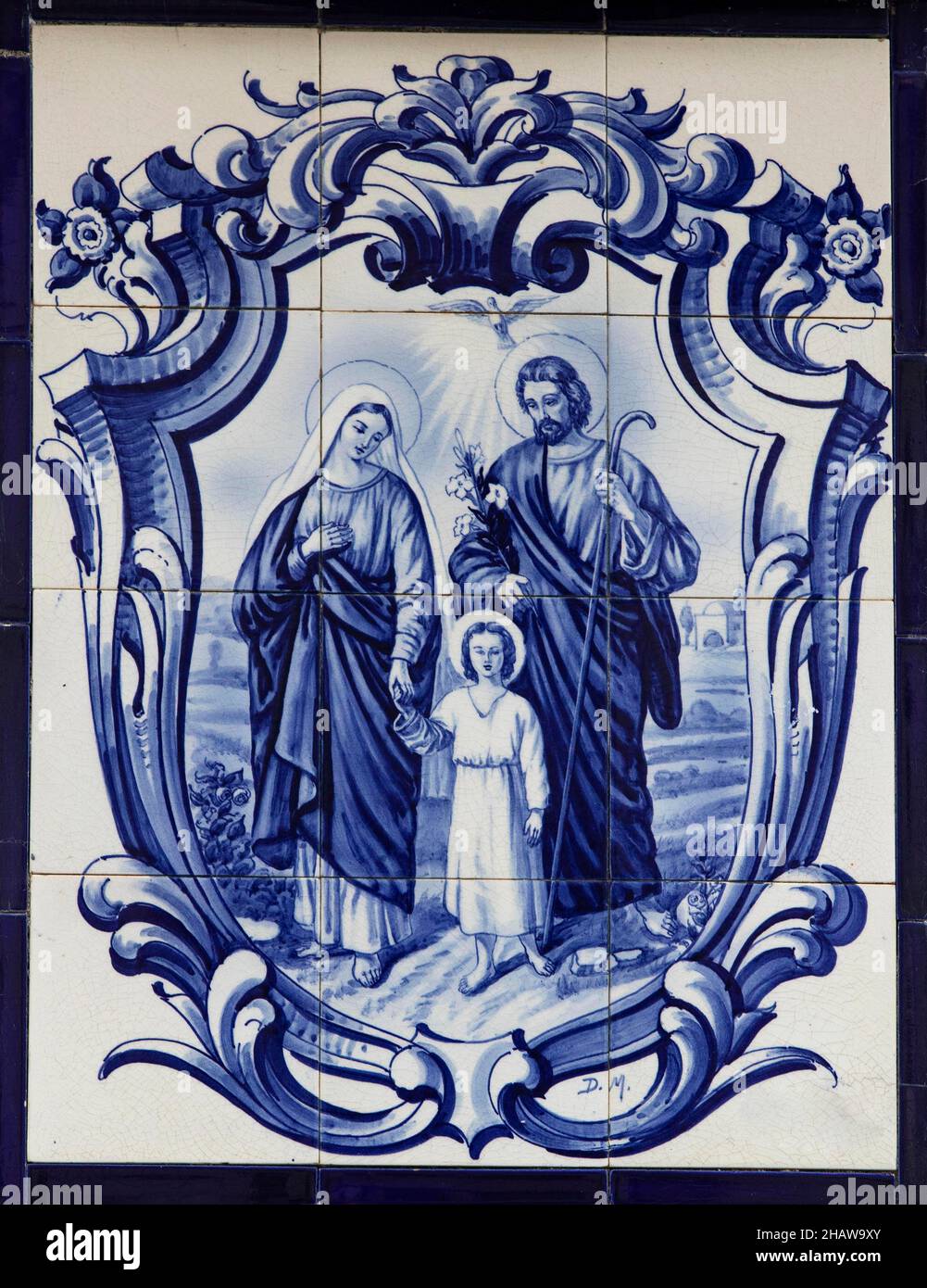 Typical Portuguese tile painting with saint motifs at the house
