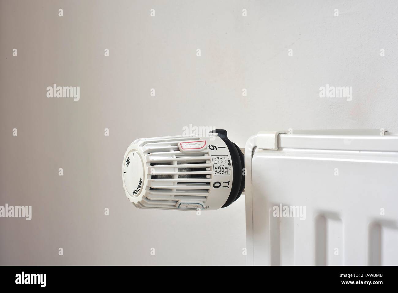 Radiator thermostat with setting information, Germany Stock Photo Alamy