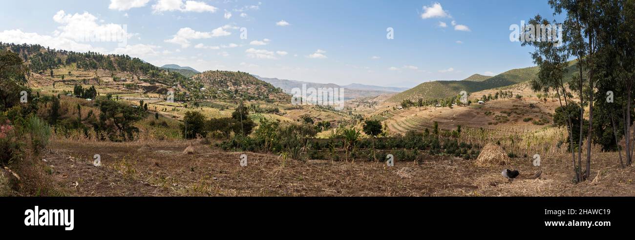 Landscape, fields, cultivation area, panorama, Oromia, Ethiopia Stock Photo