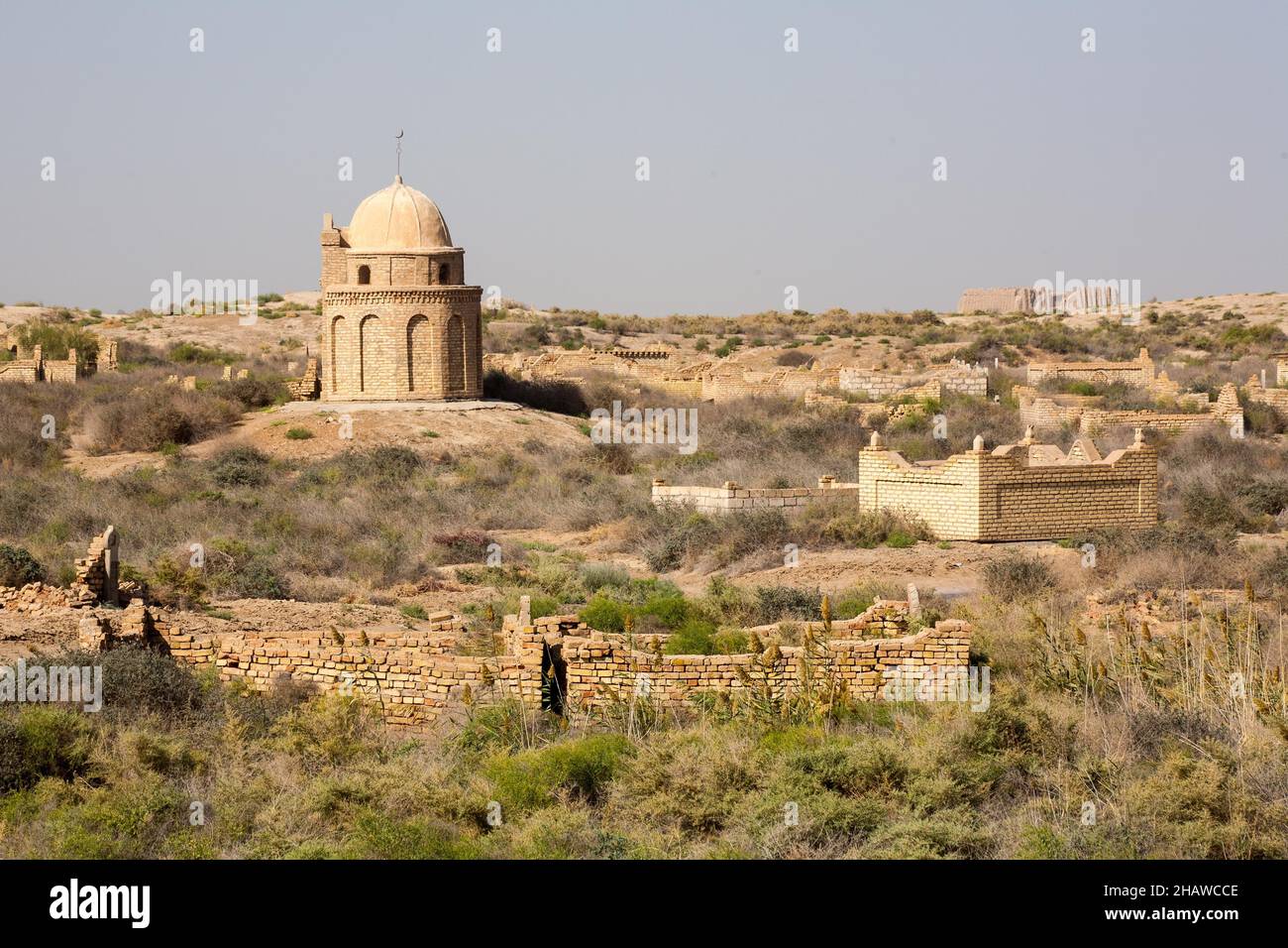 Muslim cemetery, Sunken Merv, Turkmenistan, Merv, Mary, Turkmenistan Stock Photo