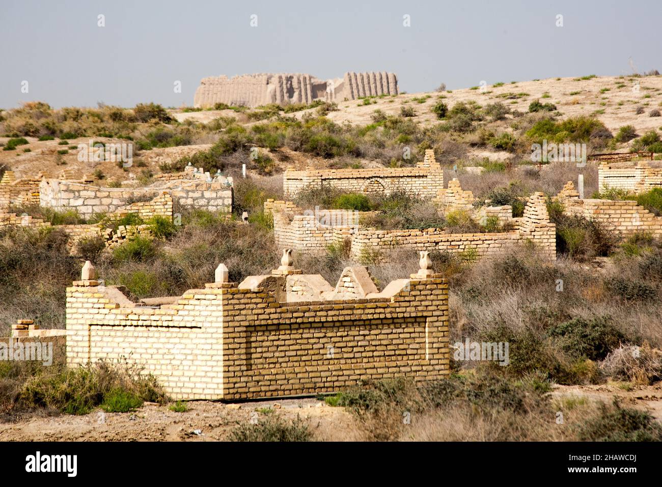 Muslim cemetery, Sunken Merv, Turkmenistan, Merv, Mary, Turkmenistan Stock Photo