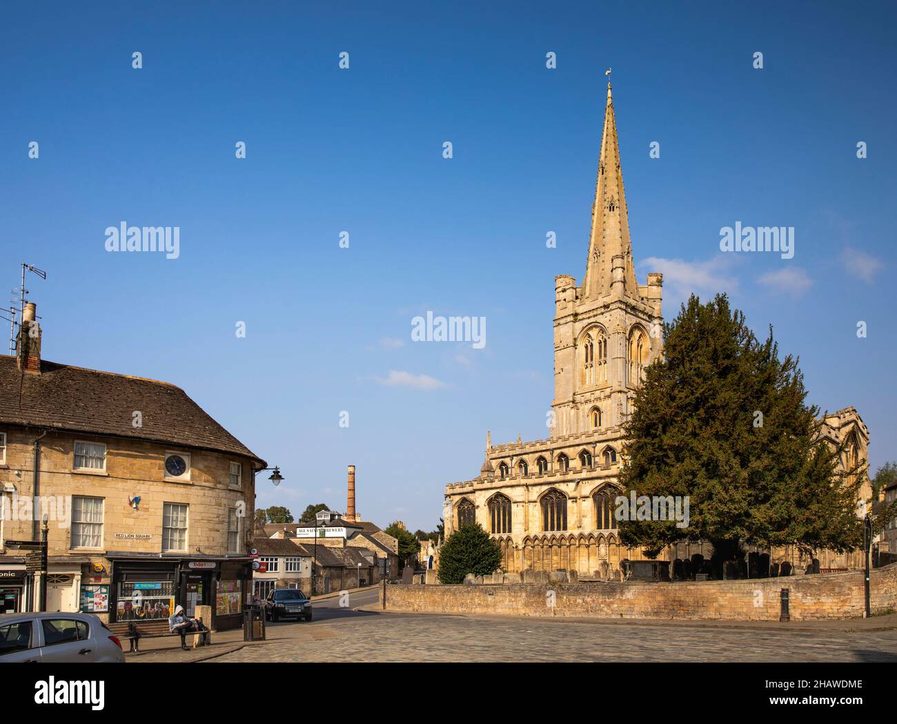 UK, England, Lincolnshire Stamford, Red Lion Square, All Saints Church Stock Photo