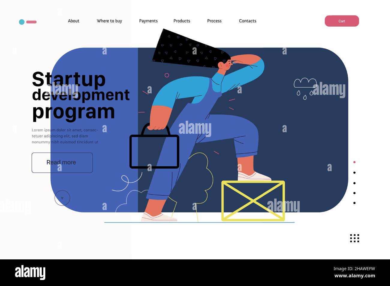 Startup Illustration Website Landing Template Flat Line Vector Modern