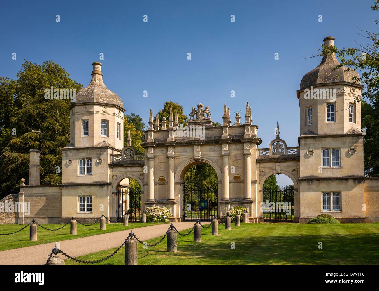 UK, England, Lincolnshire Stamford, Burghley House, gates Stock Photo