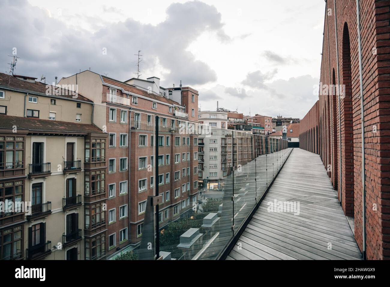BILBAO, SPAIN, MAY 2021: View of Azkuna Zentroa, Alhondiga, in Bilbao, Biscay. High quality photo Stock Photo