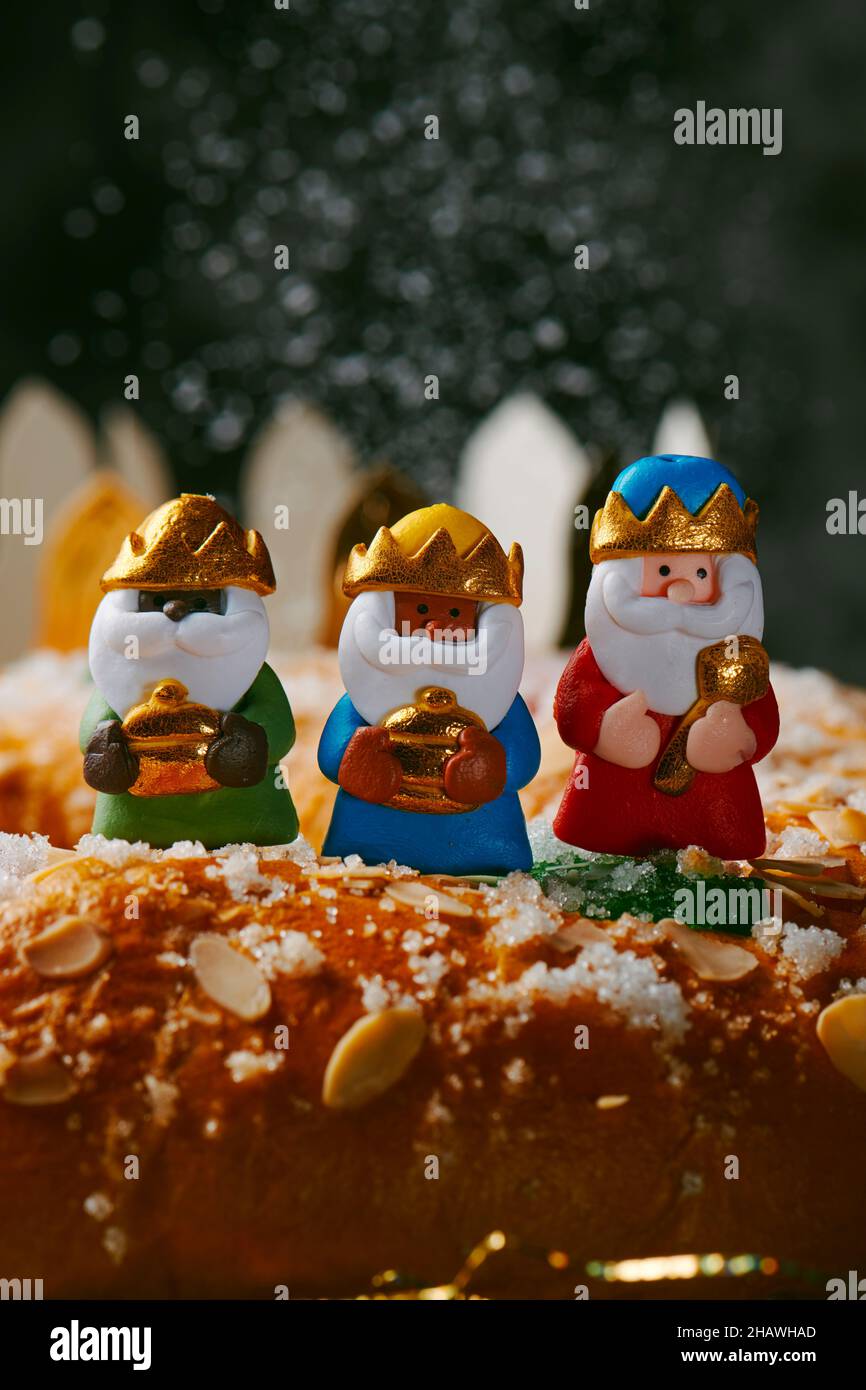 closeup of the three wise men, melchior, caspar and balthazar, on top ...
