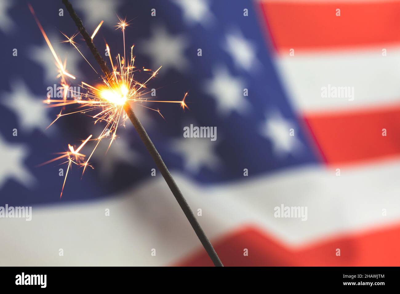 American flag and sparklers. USA, 4th of July celebration background ...