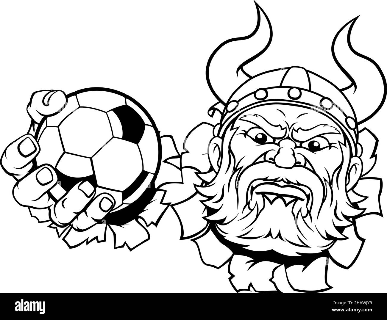 Viking Soccer Football Ball Sports Mascot Cartoon Stock Vector