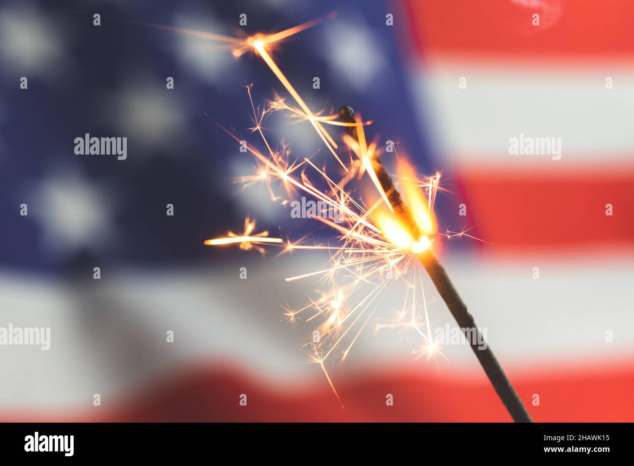 American flag and sparklers. USA, 4th of July celebration background ...