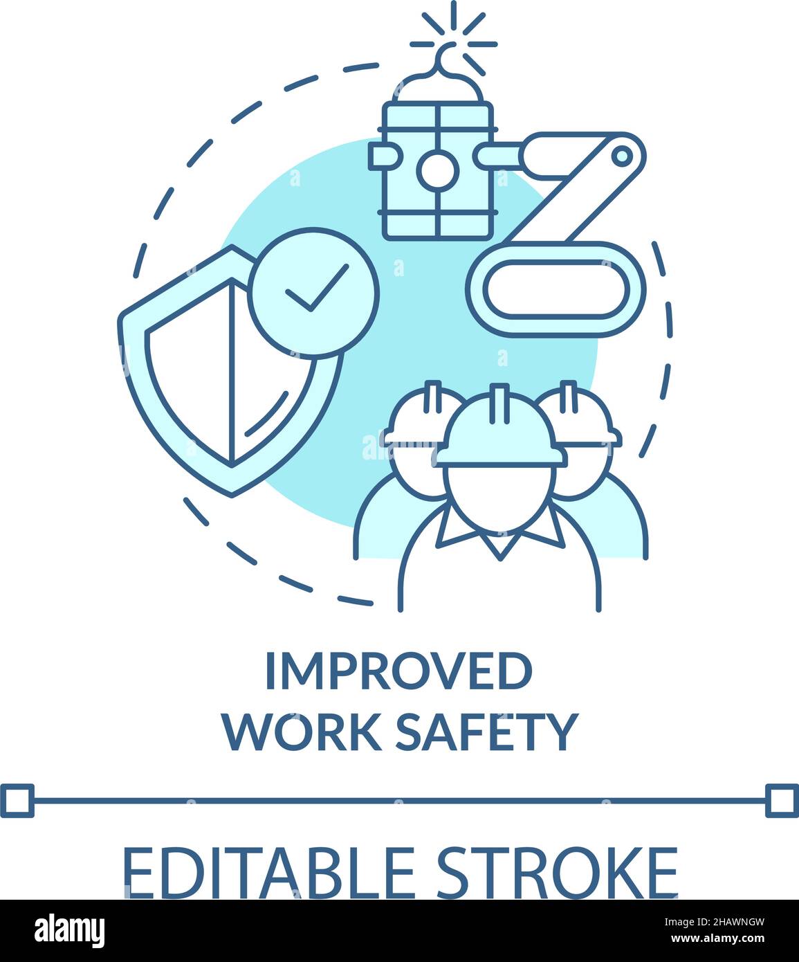 Improved work safety blue concept icon Stock Vector