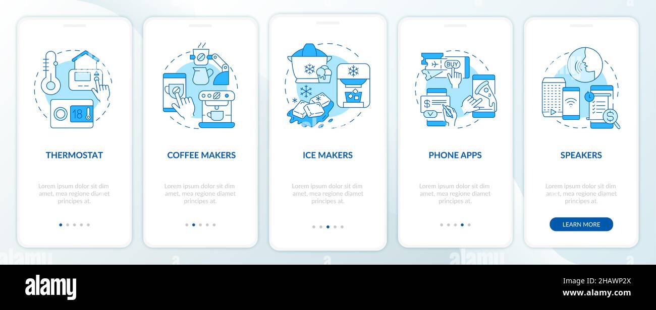 Examples of daily automation blue onboarding mobile app screen Stock ...