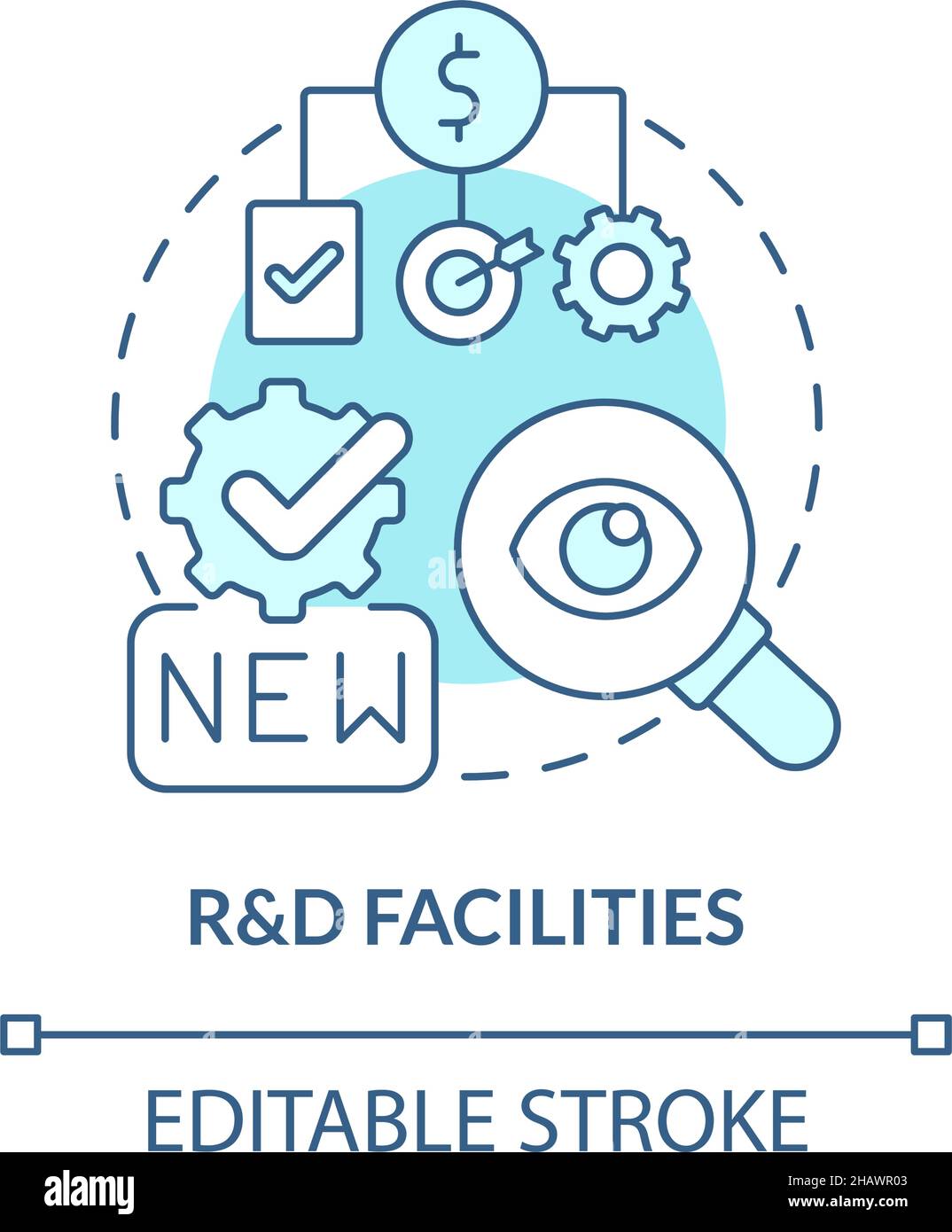 Research and development facilities turquoise concept icon Stock Vector