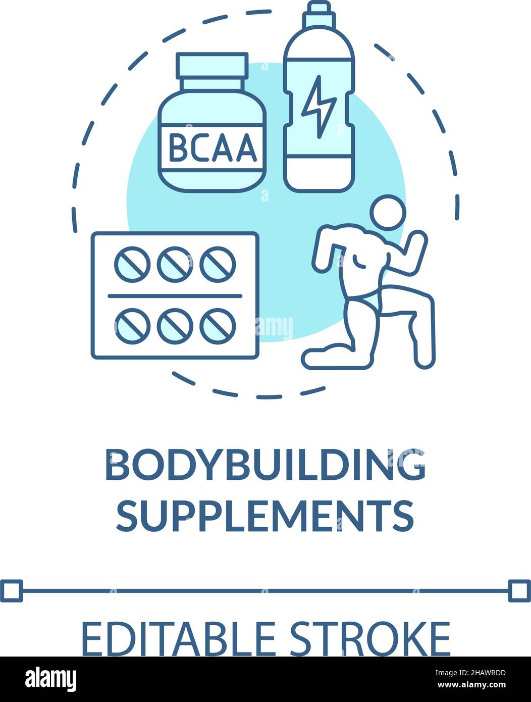 Bodybuilding supplements turquoise concept icon Stock Vector Image ...