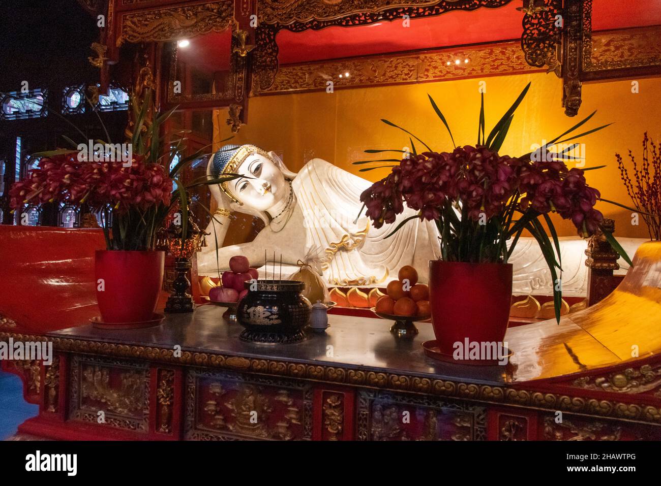 China, shanghai, Jade Buddha temple. 02-07-2021. It is a Buddhist temple in Shanghai, with two jade Buddha statues imported to Shanghai from Myanmar Stock Photo