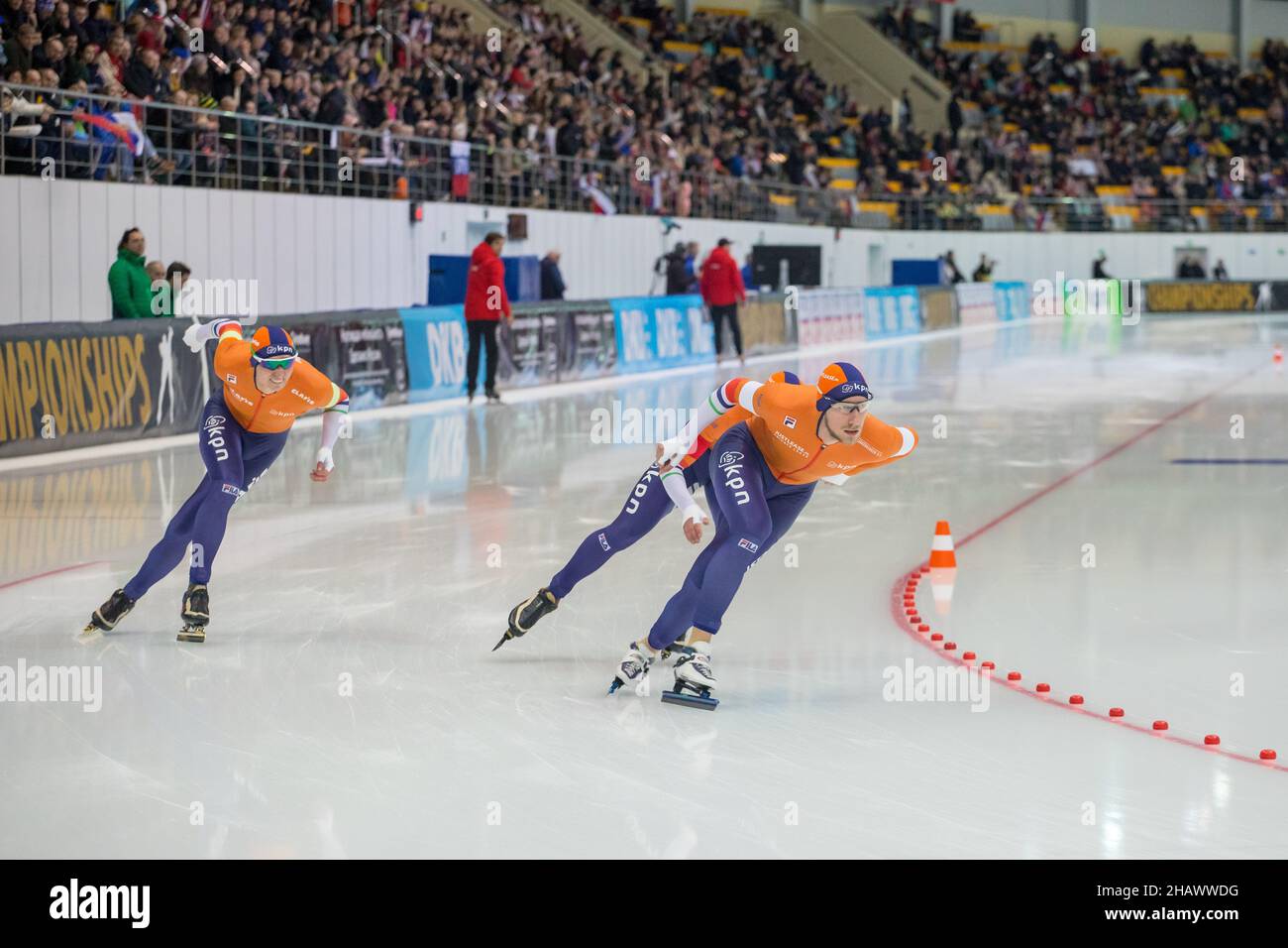 ISU European Speed Skating Championships. Athlete on ice. Classic speed