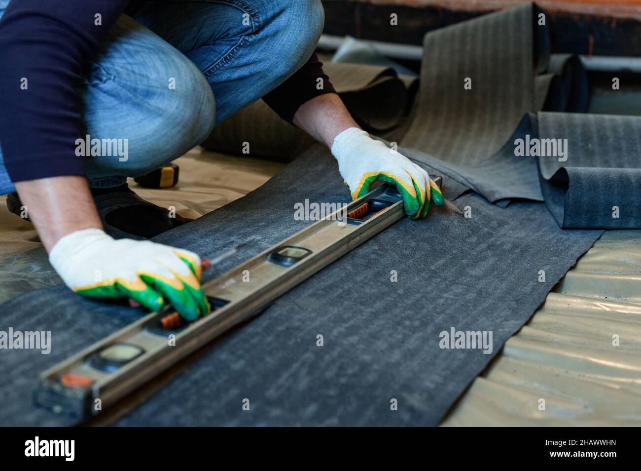 Material for waterproofing, measuring and cutting roofing tape for