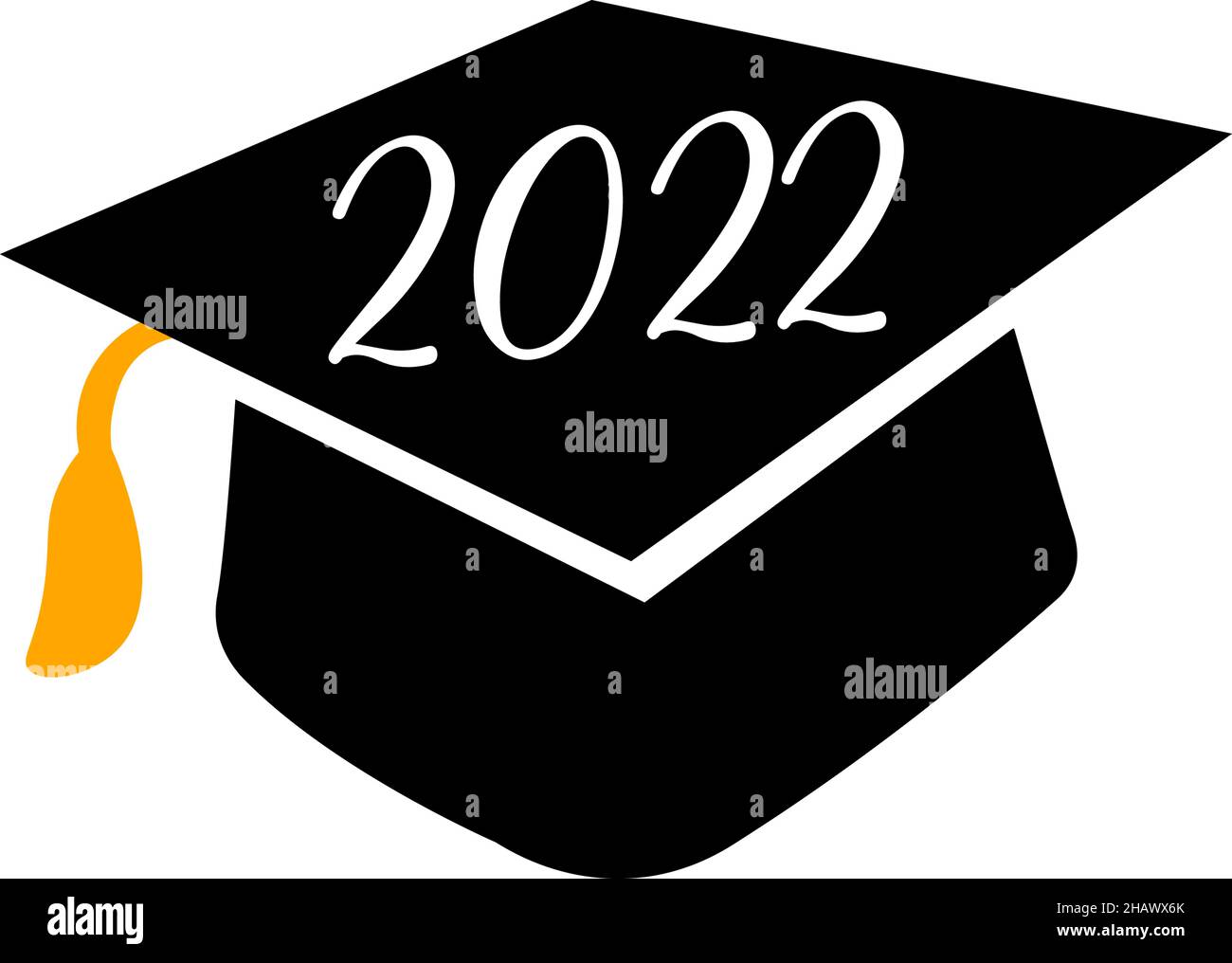 Graduation cap 2022 vector icon. Square academic cap. silhouette black Stock Vector