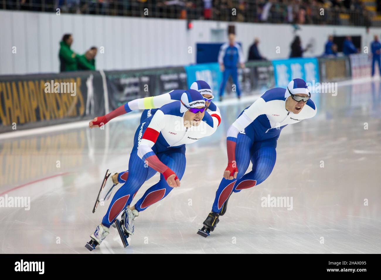 ISU European Speed Skating Championships. Athlete on ice. Classic speed skating or short track