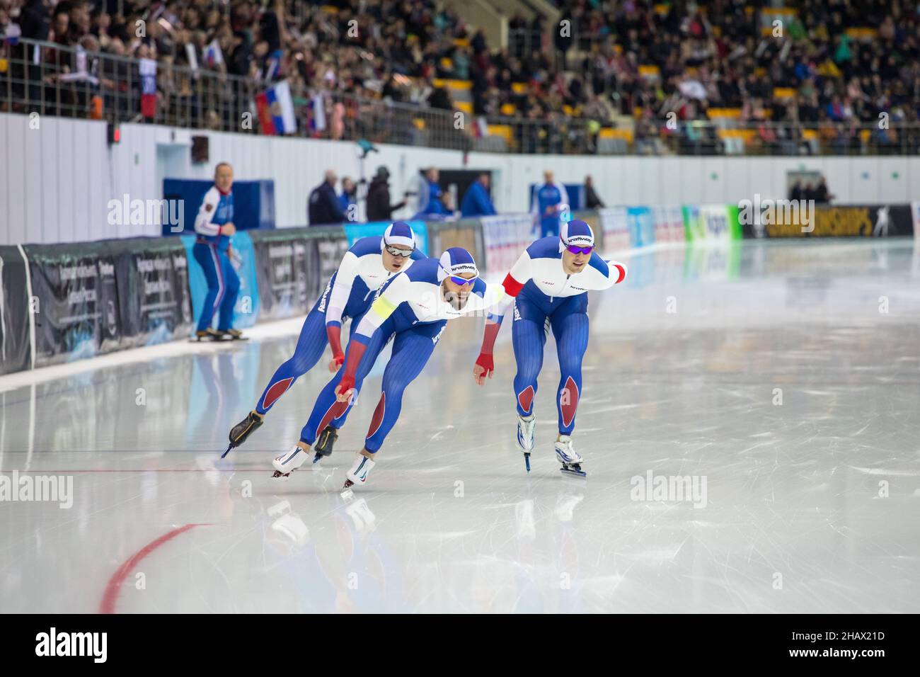 ISU European Speed Skating Championships. Athlete on ice. Classic speed