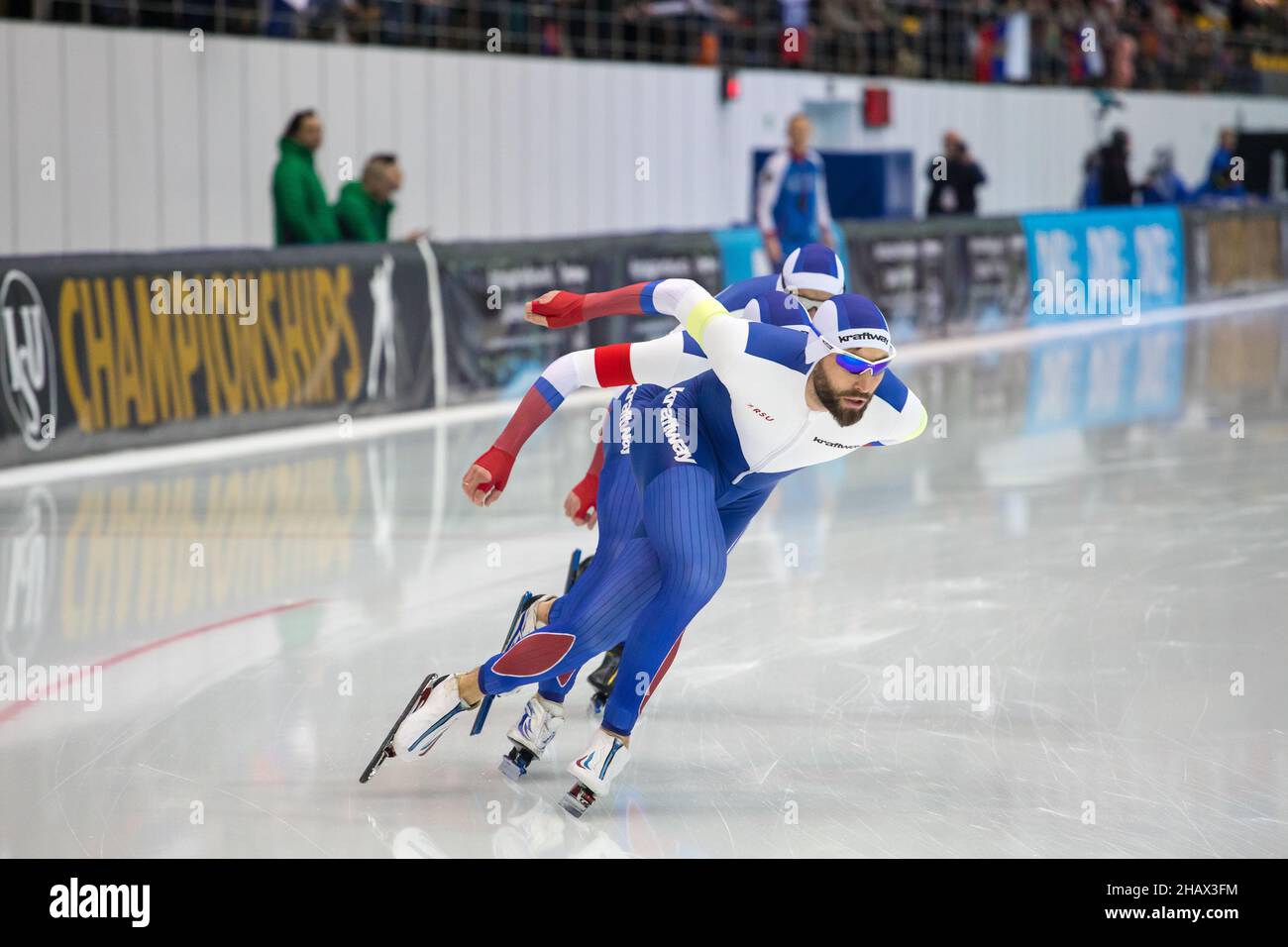 ISU European Speed Skating Championships. Athlete on ice. Classic speed