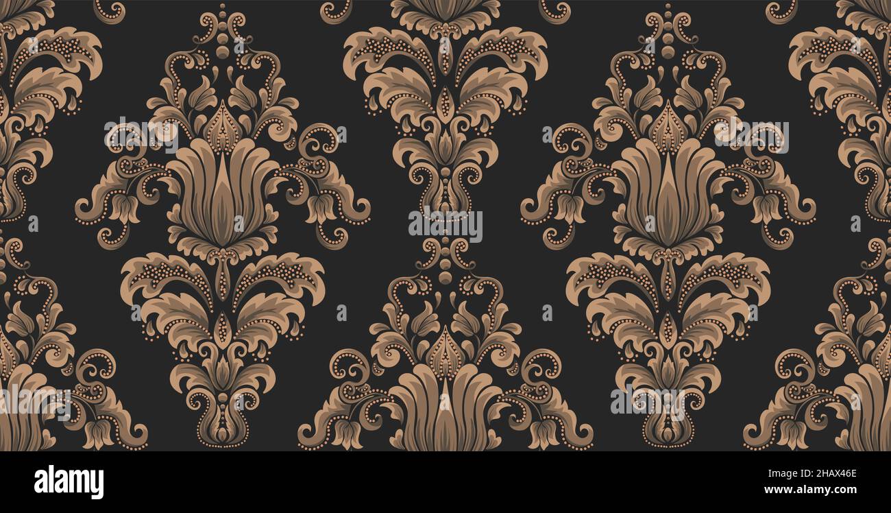 Damask seamless pattern element. Vector floral damask ornament vintage ...