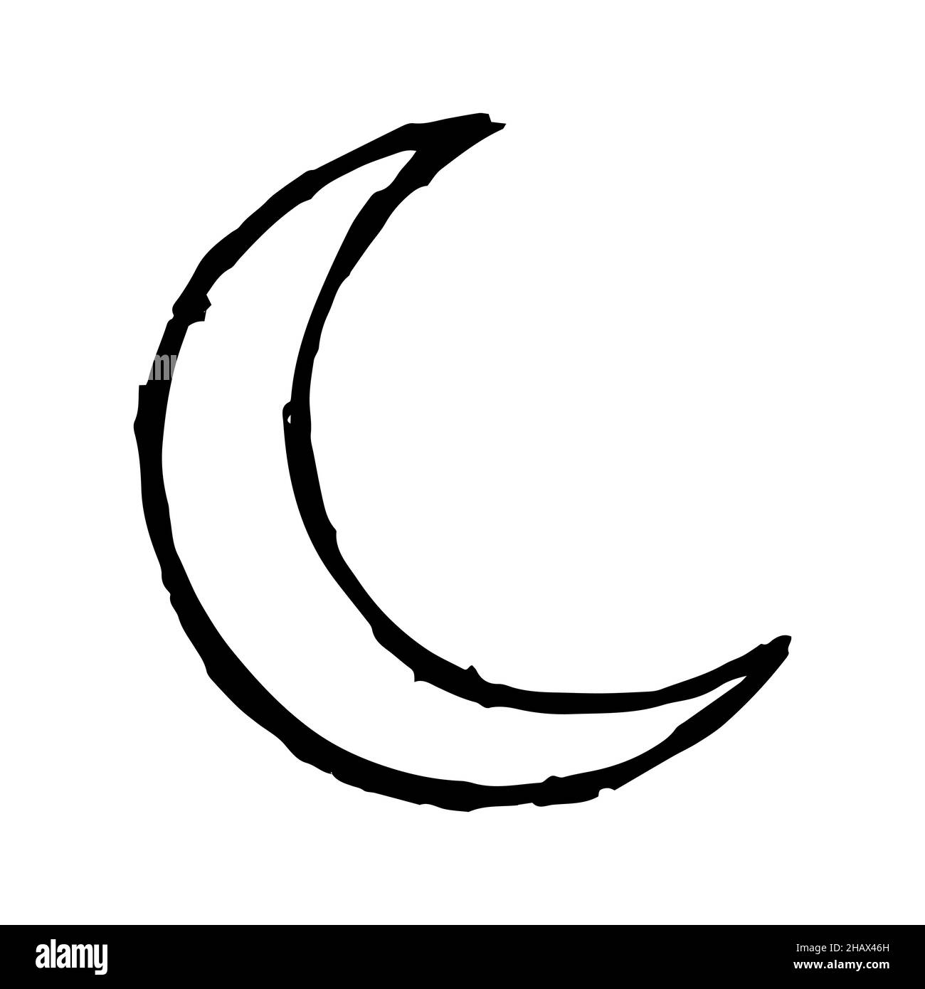Crescent drawing icon. Hand drawn moon sign. Vector eps sketch isolated astronomy symbol Stock Vector