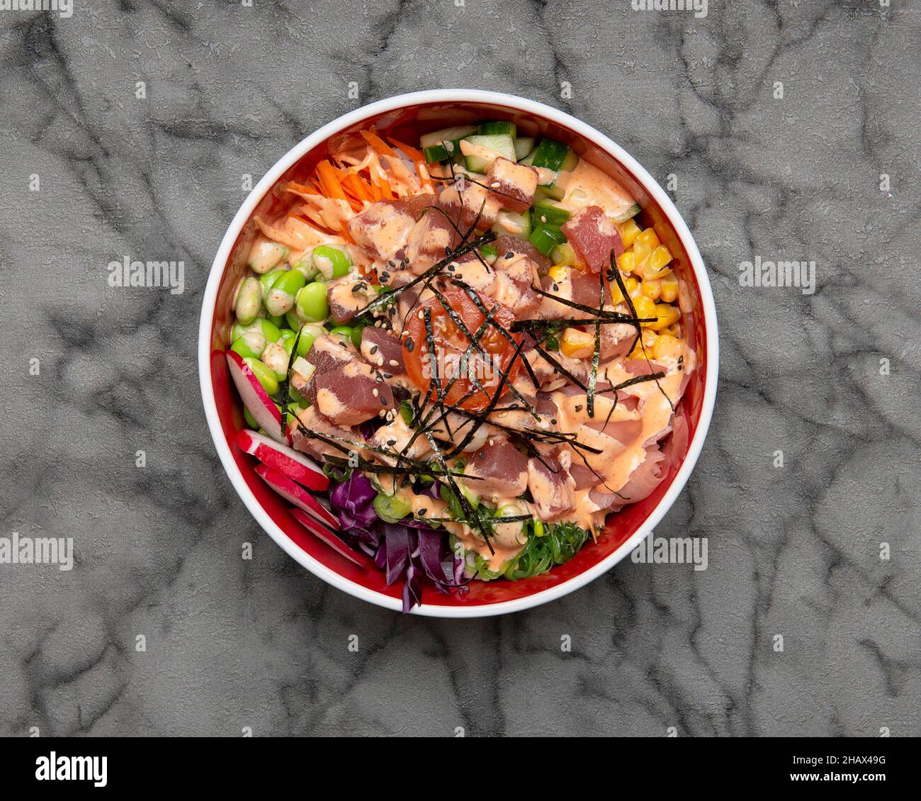 Tuna Poke Bowl Japanese food Stock Photo Alamy